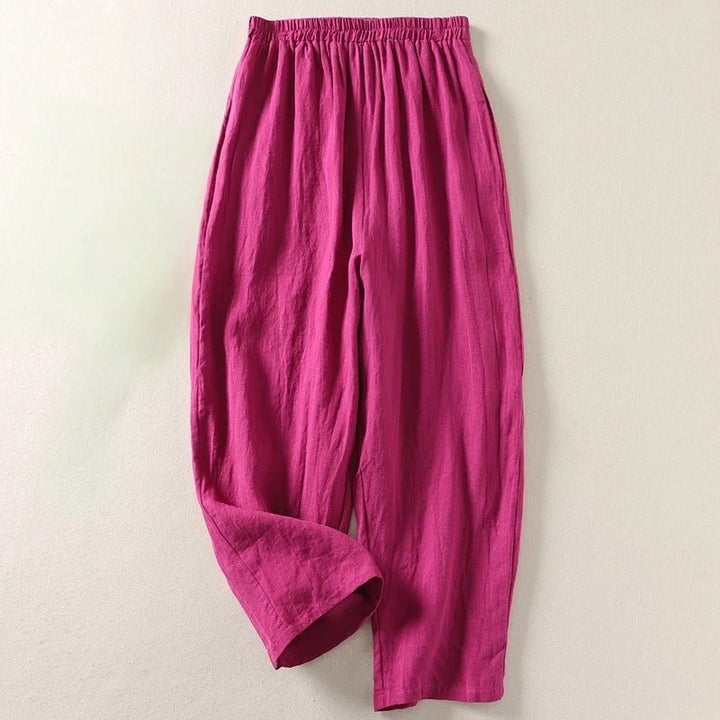 Hannah | Damen Leinen Relaxed-Fit Elastikbund Hose