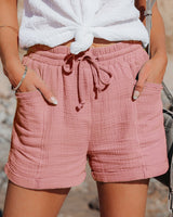 Elisabeth | Damen Leinen-Shorts Entspannt Kordelzug Seitentaschen