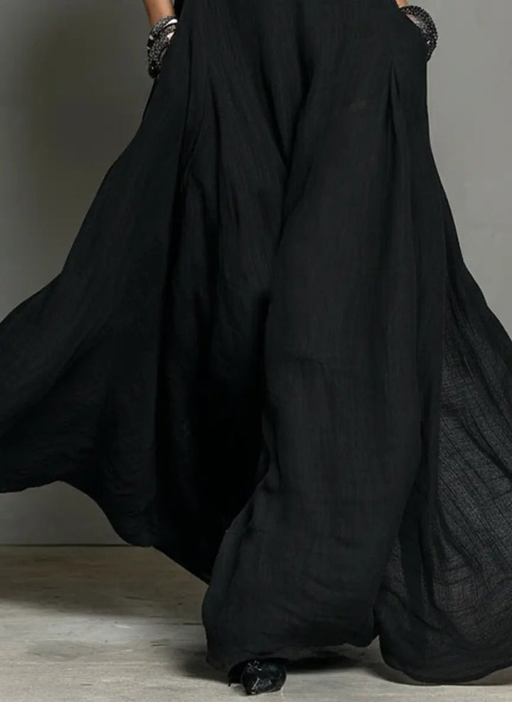 Katharina | Damen Neckholder Leinen Maxi Kleid Ärmellos