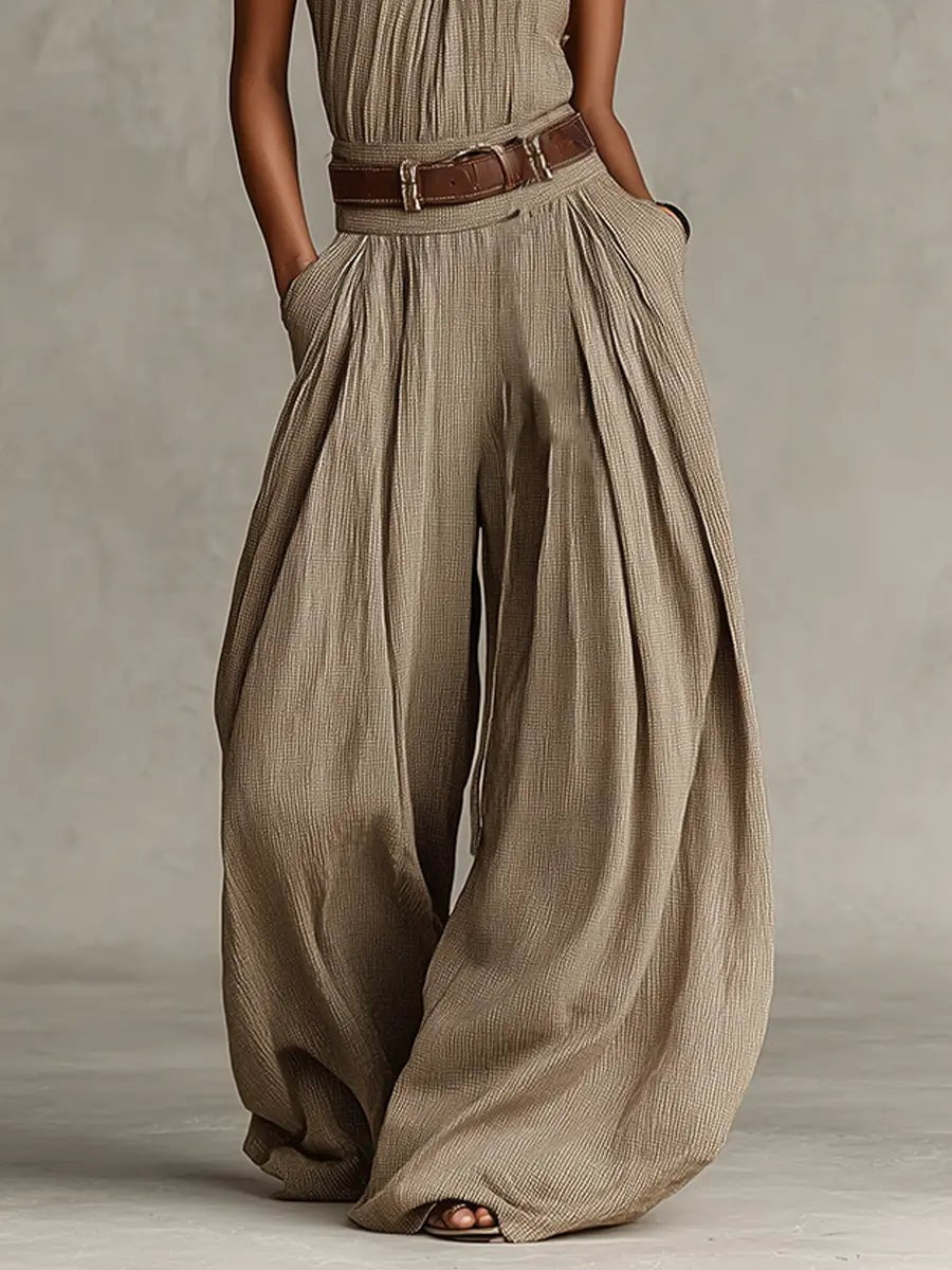 Clara | Damen Neckholder Weites Bein Jumpsuit Ärmellos