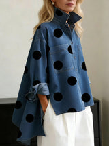 Clara | Damen Oversized Langarm Polka-Dot Hemdbluse