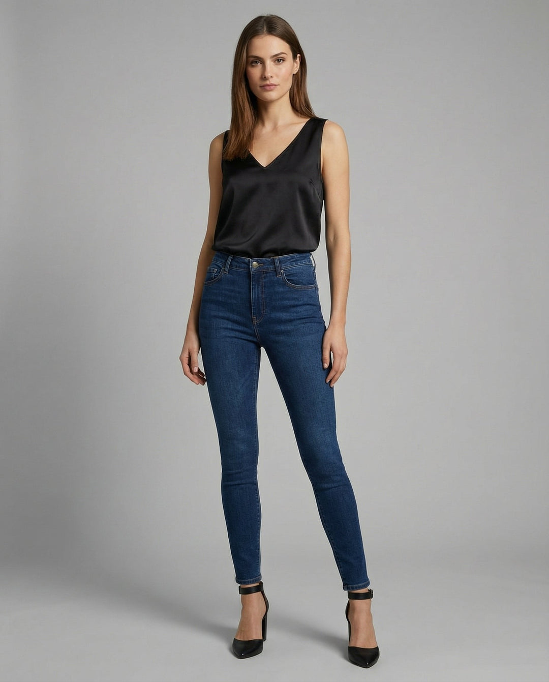 Greta | Damen Satin Camisole V-Ausschnitt Träger-Top