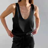 Hannah | Damen Satin Tank Top mit tiefem U-Ausschnitt