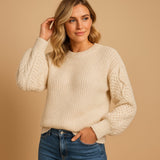 Elisabeth | Damen Soft-Knit Zopfmuster Langarm Pullover