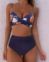 Annika | Damen Zweiteiliger High-Waist Blumenmuster Bikini