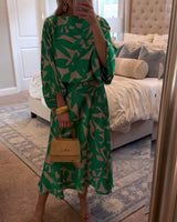 Mia | Damen Zweiteiliges Blumen-Print Laternen-Ärmel Set