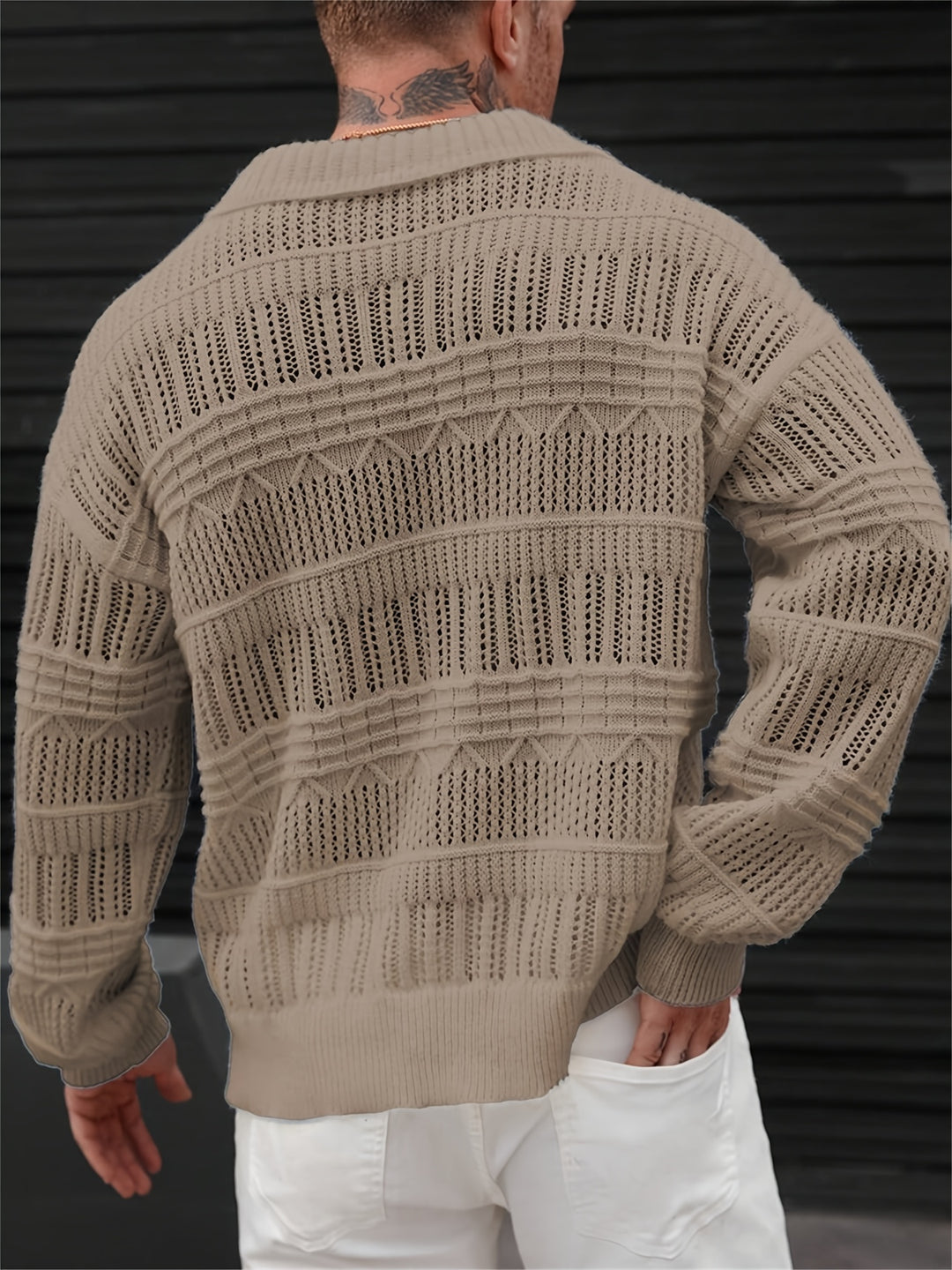 Ansgar | Strukturierter Strickpullover mit Kragen