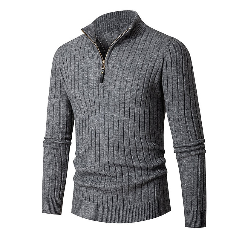 Reinhart | Gerippter Troyer-Pullover mit Reißverschluss