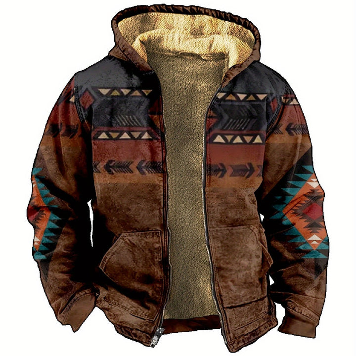 Olaf | Warm gefütterte Kapuzenjacke im Ethno-Stil