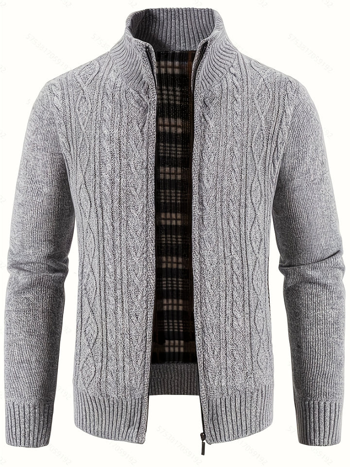 Björn | Strukturierte Strickjacke mit Stehkragen