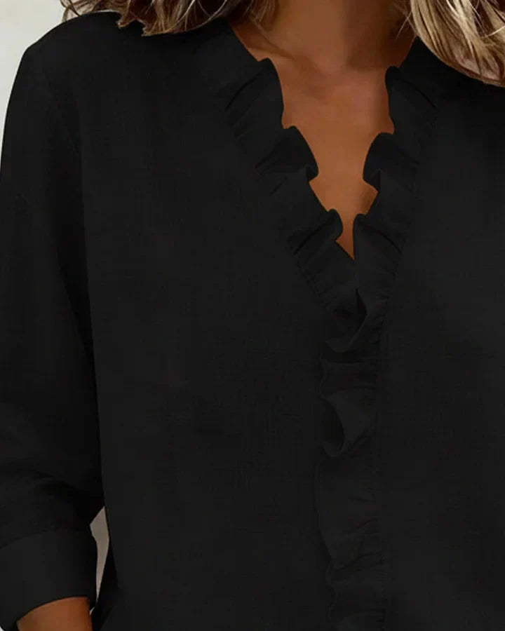 Wilma | Elegante Bluse mit Volant-Ausschnitt