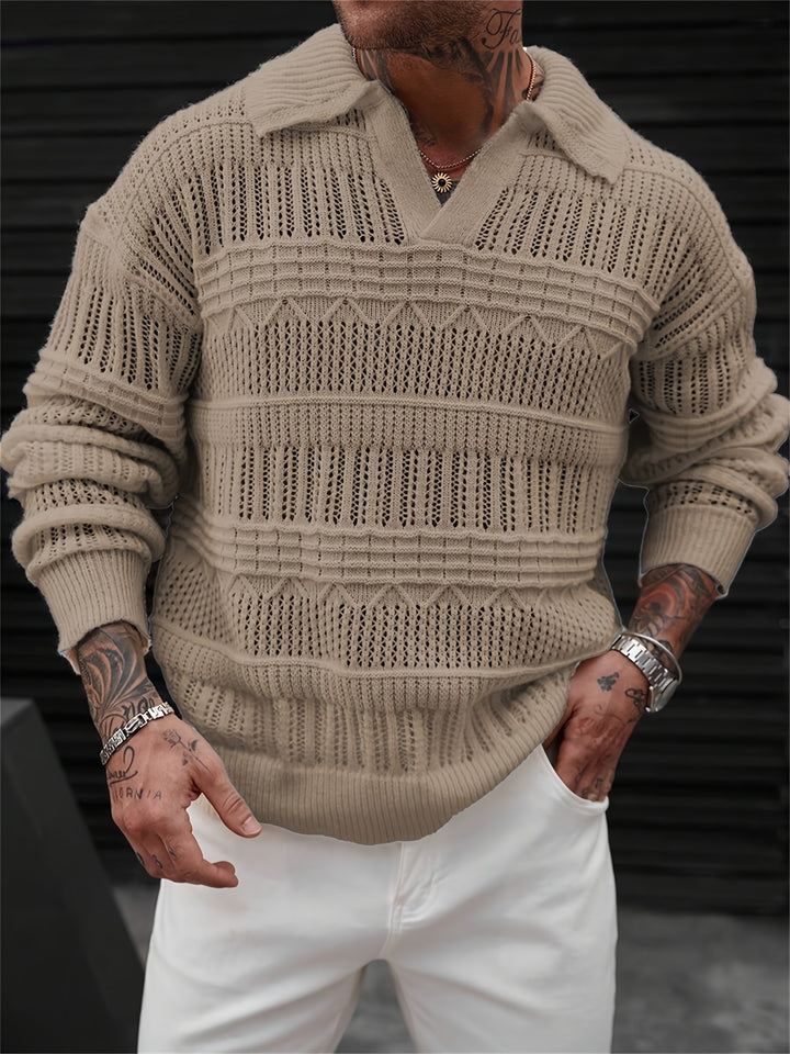 Ansgar | Strukturierter Strickpullover mit Kragen