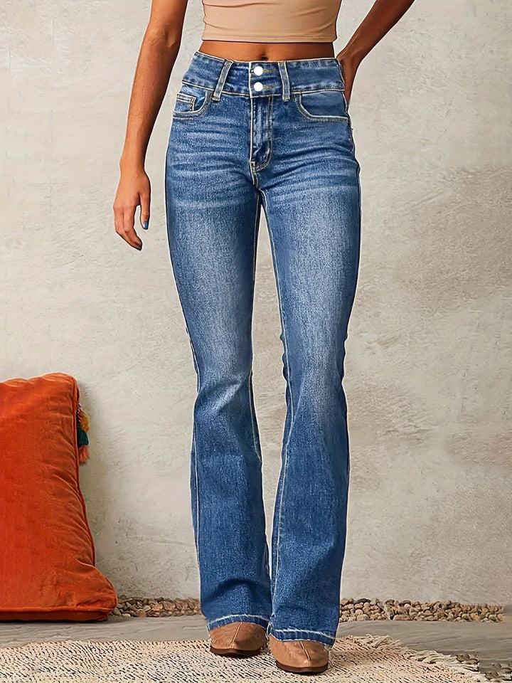 Karoline | Elegante High-Waist Jeans mit weitem Bein