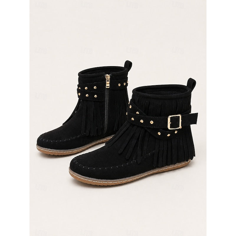 Wiebke | Fransen-Stiefelette mit Schnalle