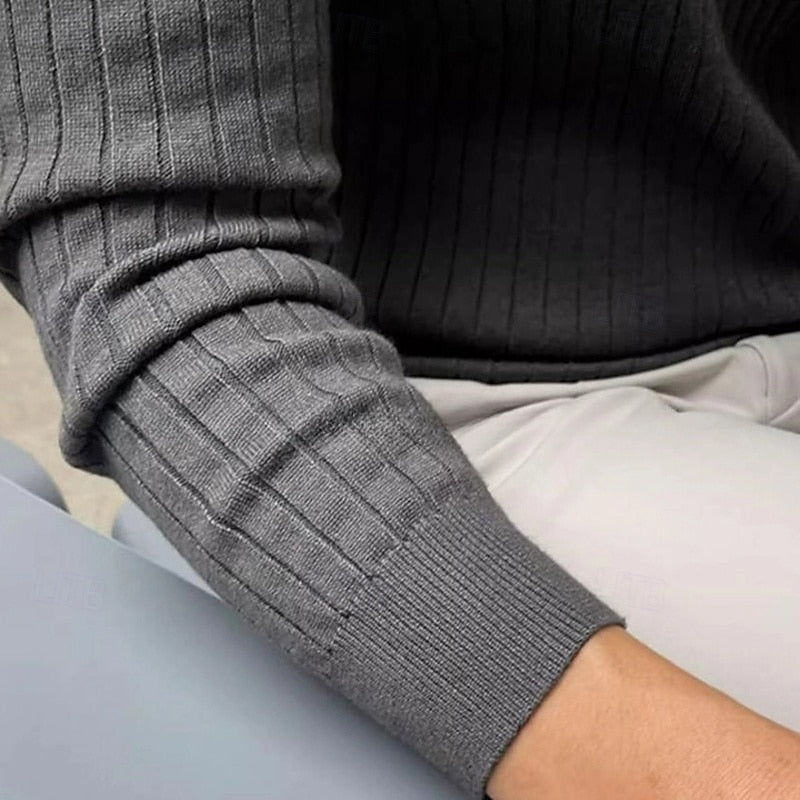 Torsten | Fein gerippter Henley-Pullover