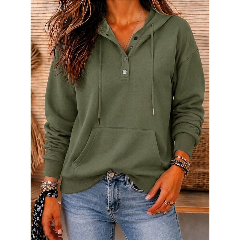 Marianne | Weicher Kapuzenpullover mit Knopfleiste