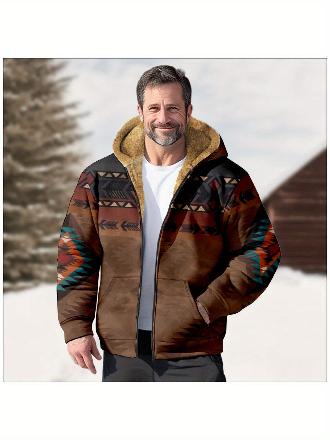 Olaf | Warm gefütterte Kapuzenjacke im Ethno-Stil