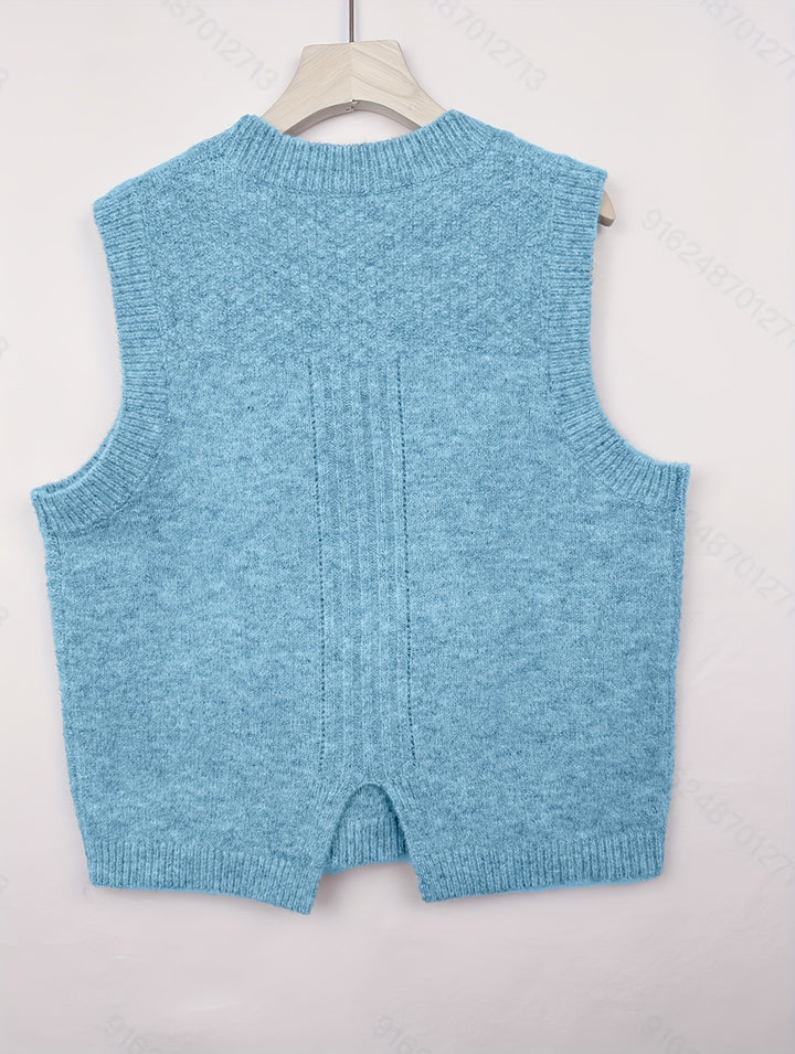 Hilde | Zopfgestrickter Pullunder mit Rundhals