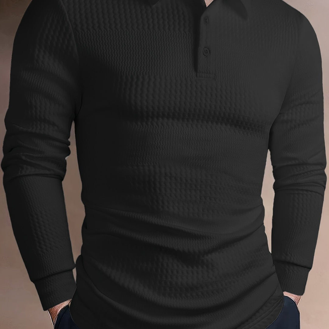 Dietrich | Strukturiertes Langarm-Poloshirt