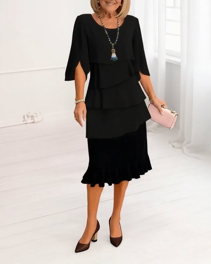 Claudia | Elegantes Volant-Kleid mit Halbarm