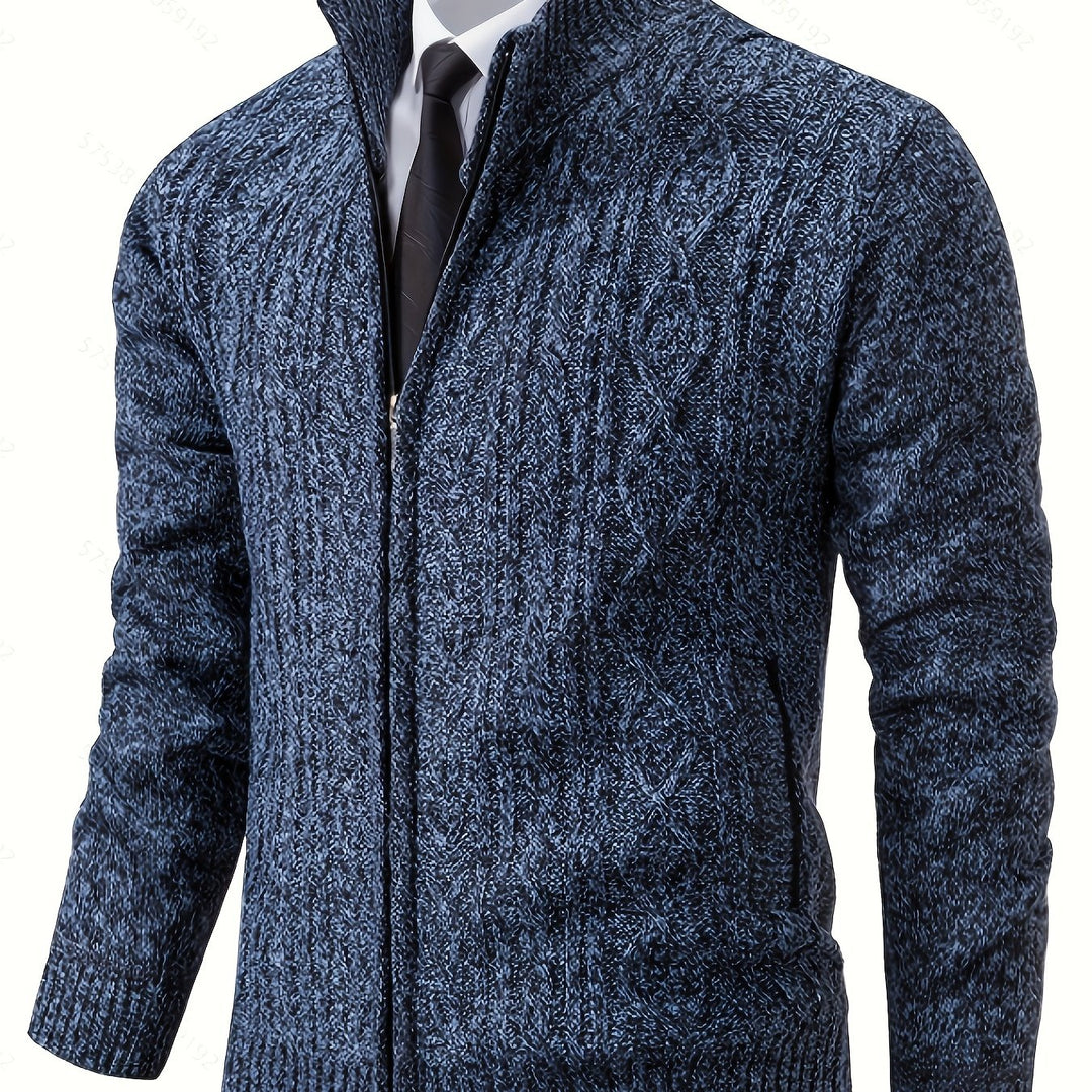 Björn | Strukturierte Strickjacke mit Stehkragen