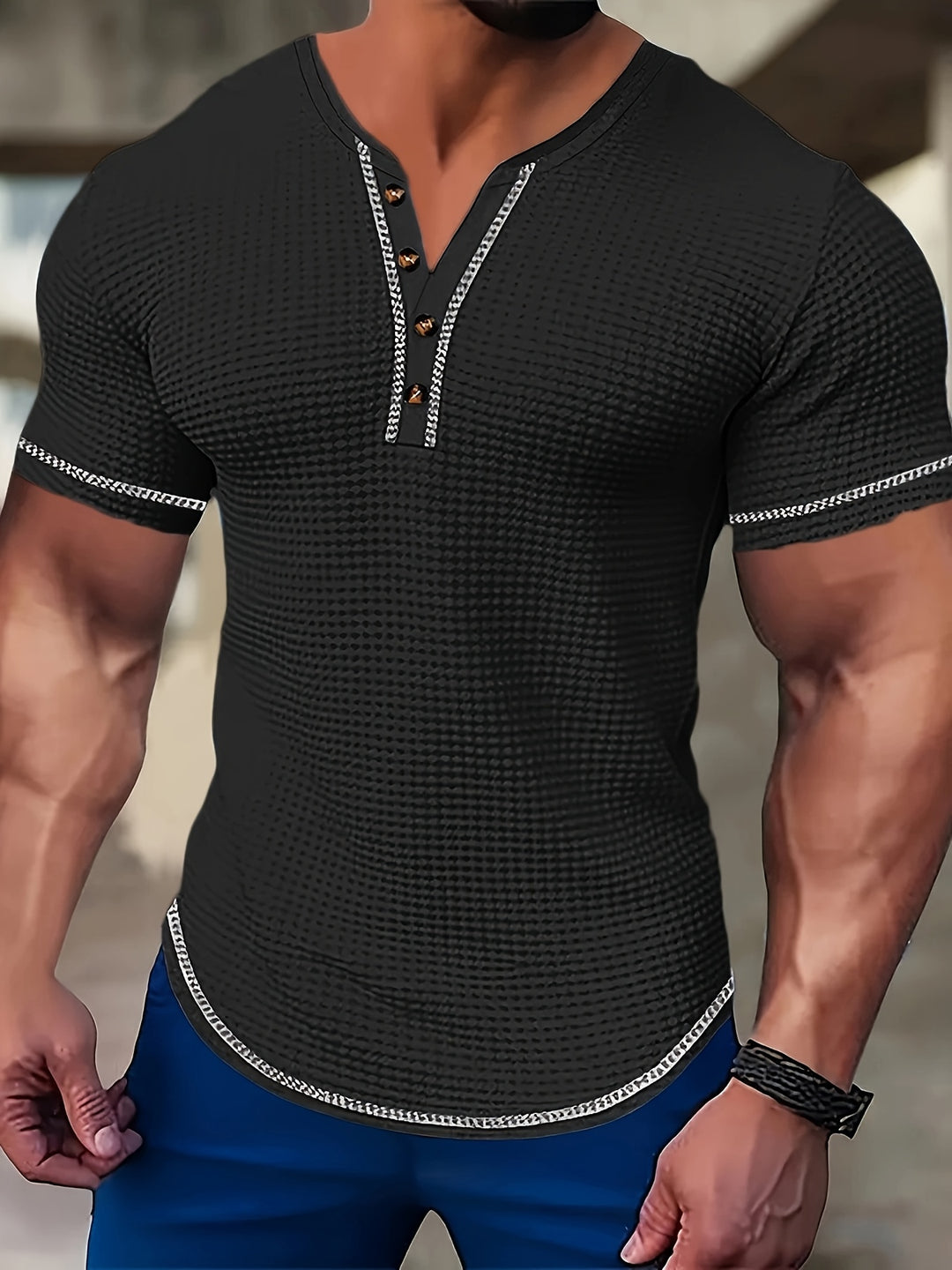 Jörg | Sportliches Kurzarm-Henleyshirt