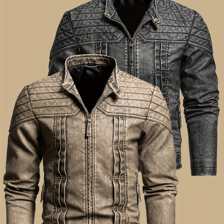 Sven | Markante Vintage-Jacke im Bikerstil