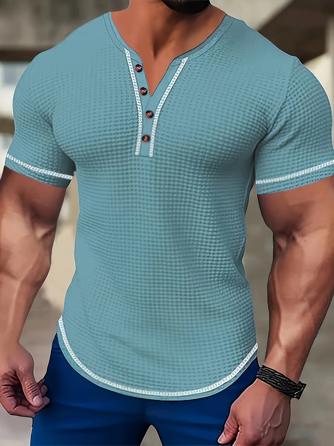 Jörg | Sportliches Kurzarm-Henleyshirt