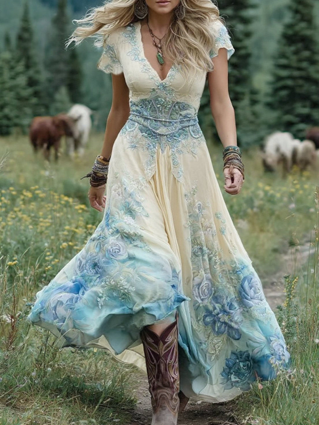 Theresa | Verträumtes Blüten-Maxikleid