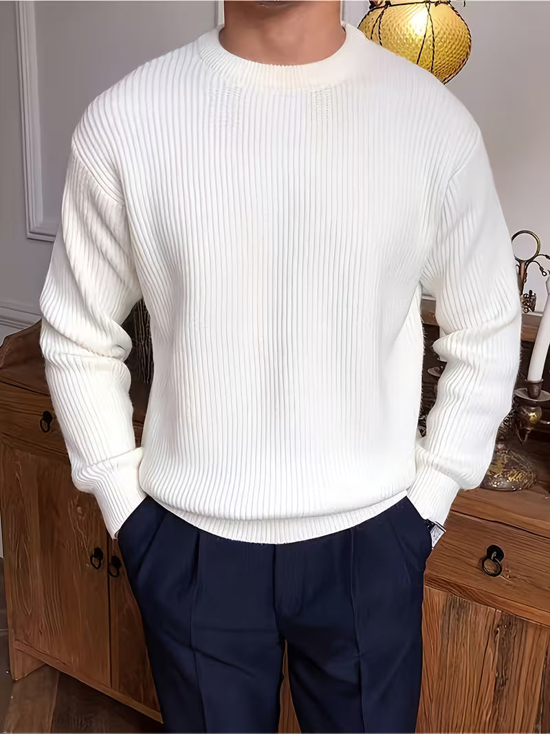 Jakob | Gerippter Rundhals-Pullover