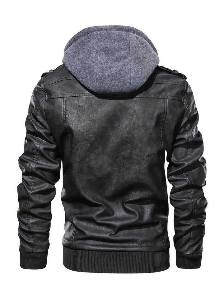 Torsten | Kapuzen-Bikerjacke mit Doppelreißverschluss