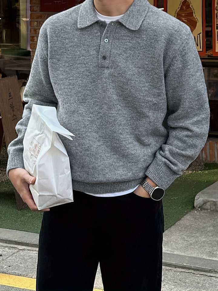Wendelin | Weicher Strick-Poloshirt mit Kragen