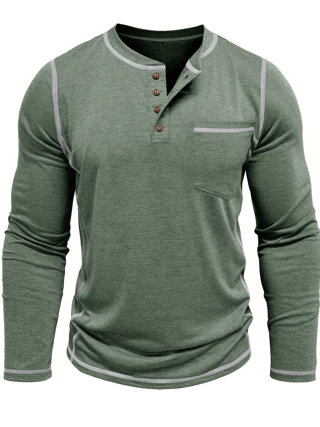 Emmerich | Markantes Henley-Shirt mit Kontrastnähten