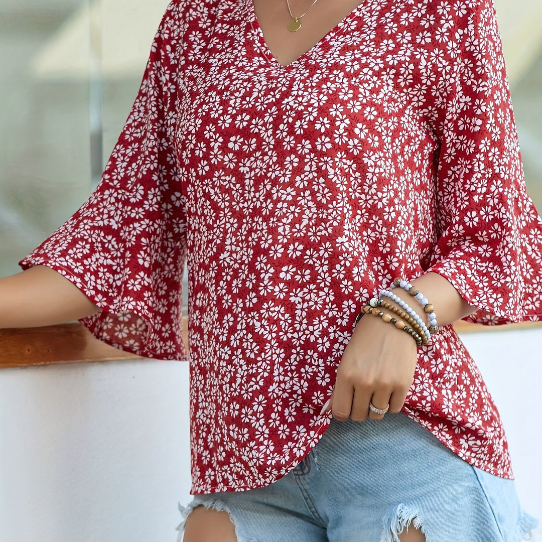 Maren | Blumige Bluse mit Volantärmeln