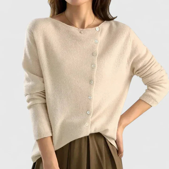 Annelore | Asymmetrische Knopf-Strickjacke