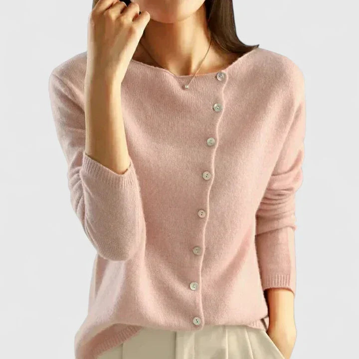 Annelore | Asymmetrische Knopf-Strickjacke