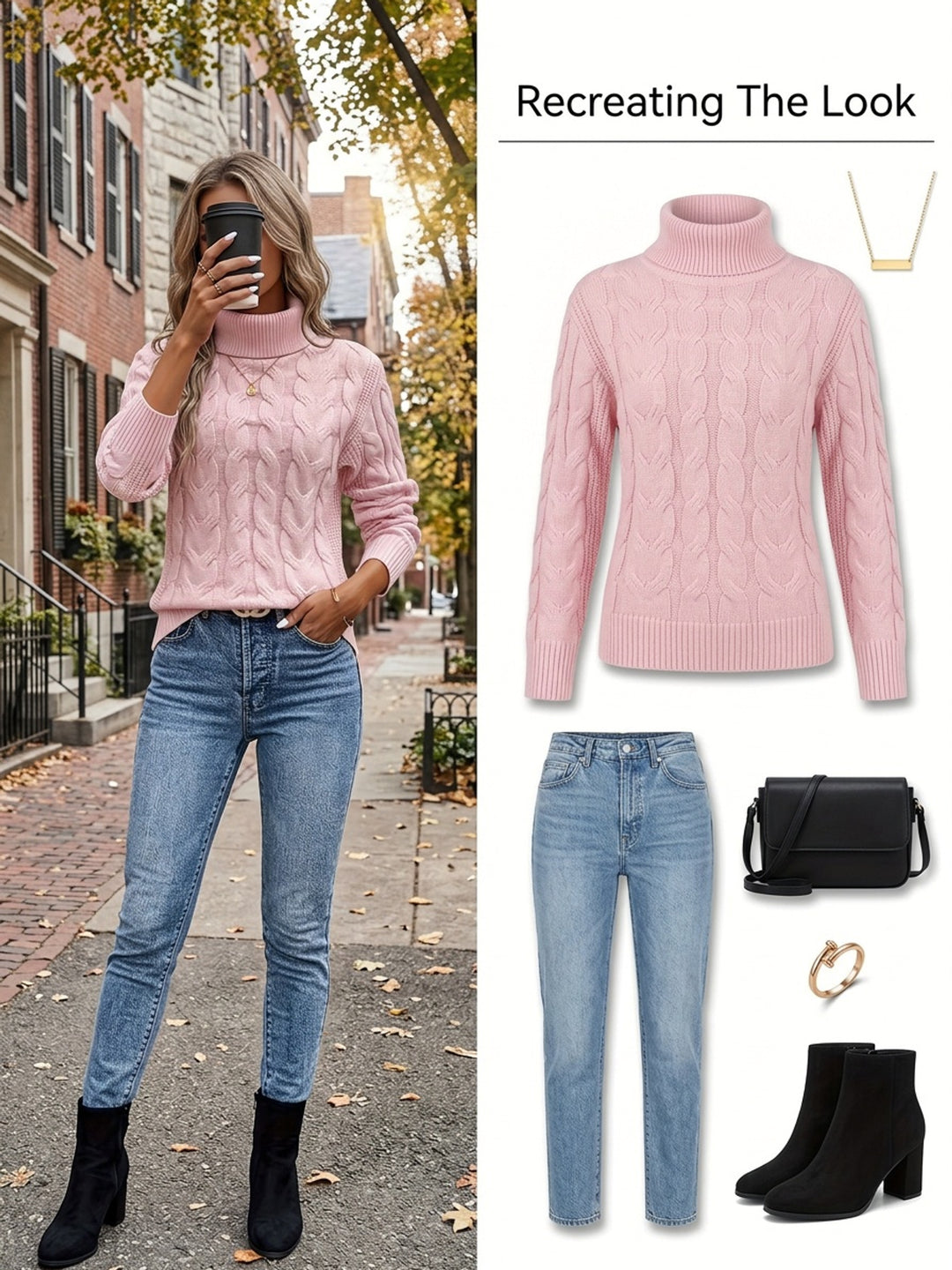Liane | Weicher Zopfmuster-Pullover mit Rollkragen