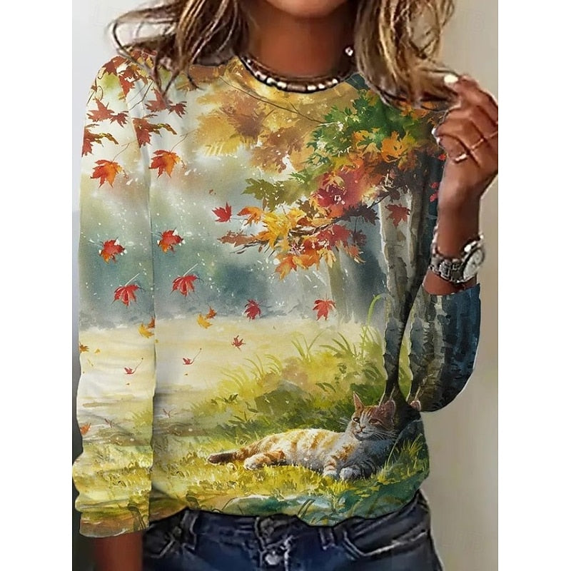 Romy | Herbstliches Blätter-Oberteil
