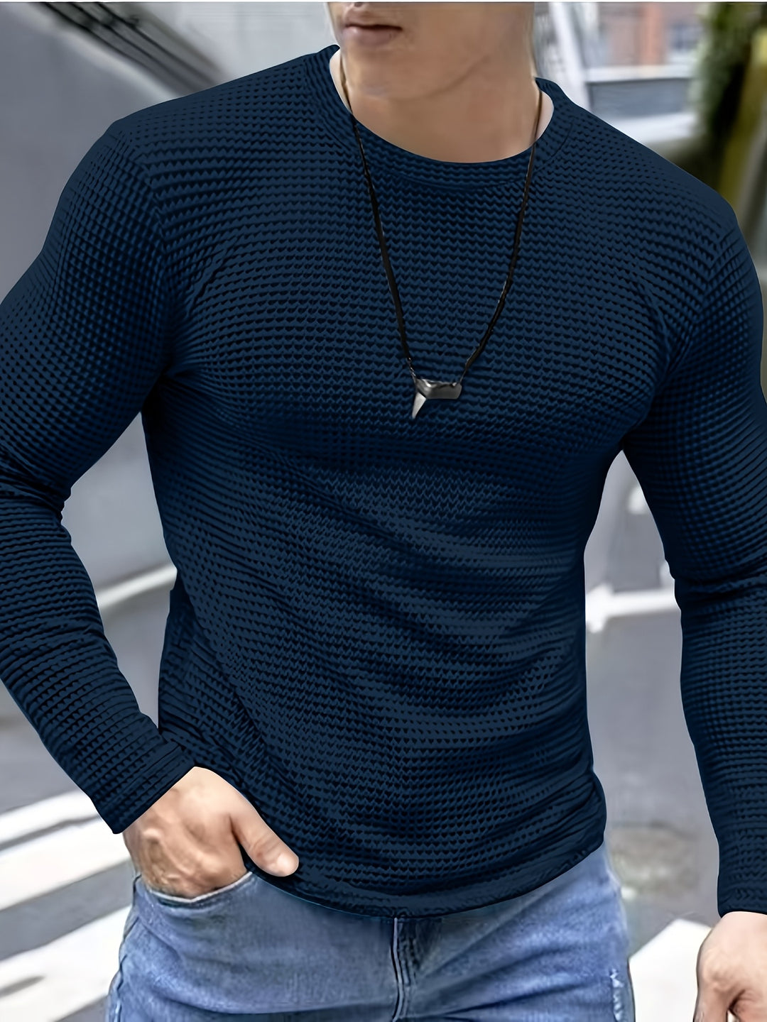Kai | Strukturiertes Langarmshirt mit Waffelmuster