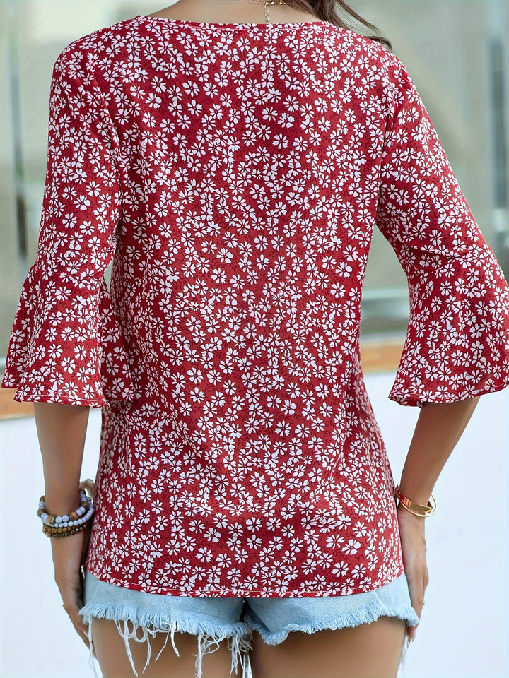 Maren | Blumige Bluse mit Volantärmeln