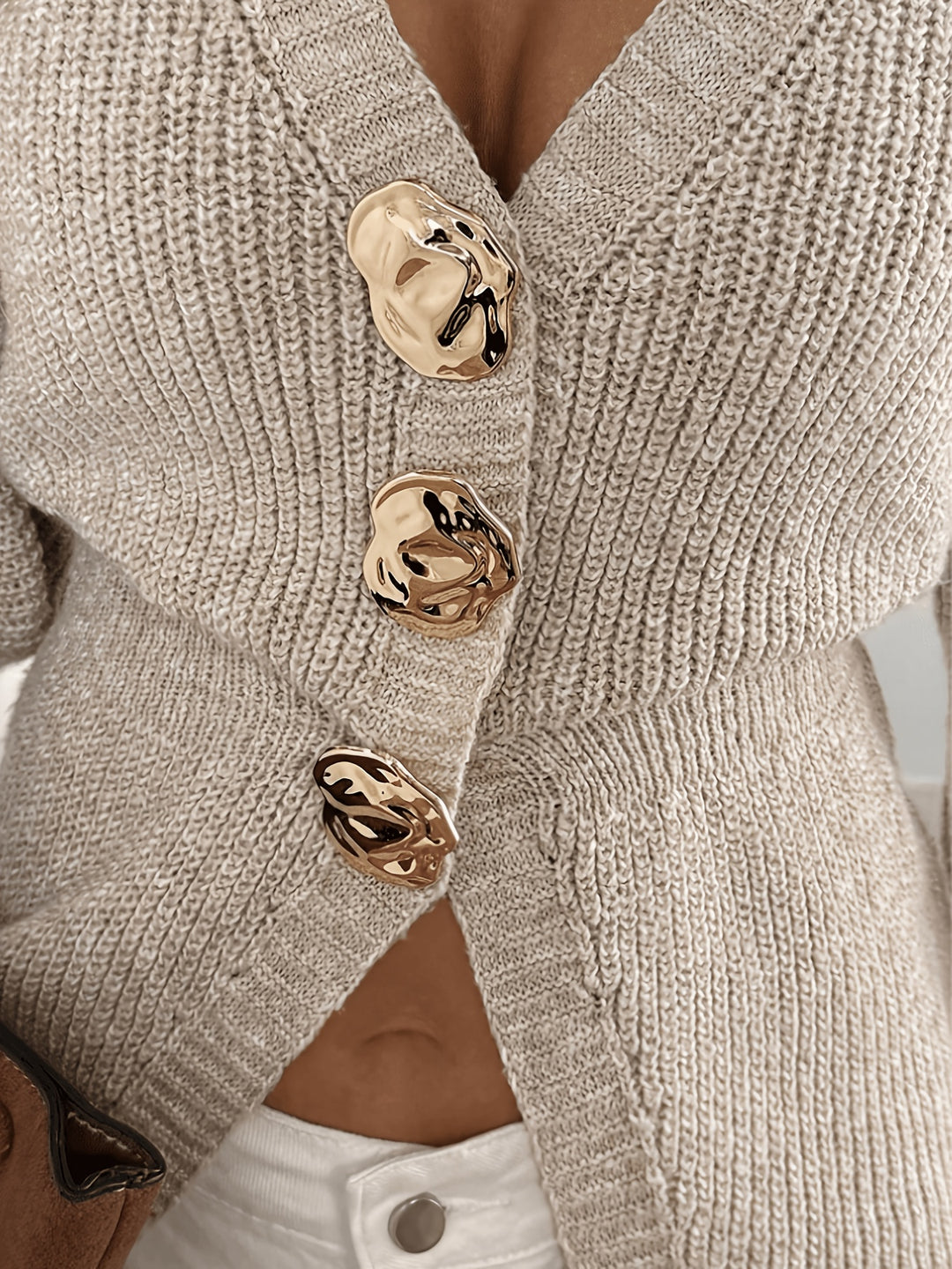 Reinhild | Elegante Kurzarm-Strickjacke mit Zierknöpfen