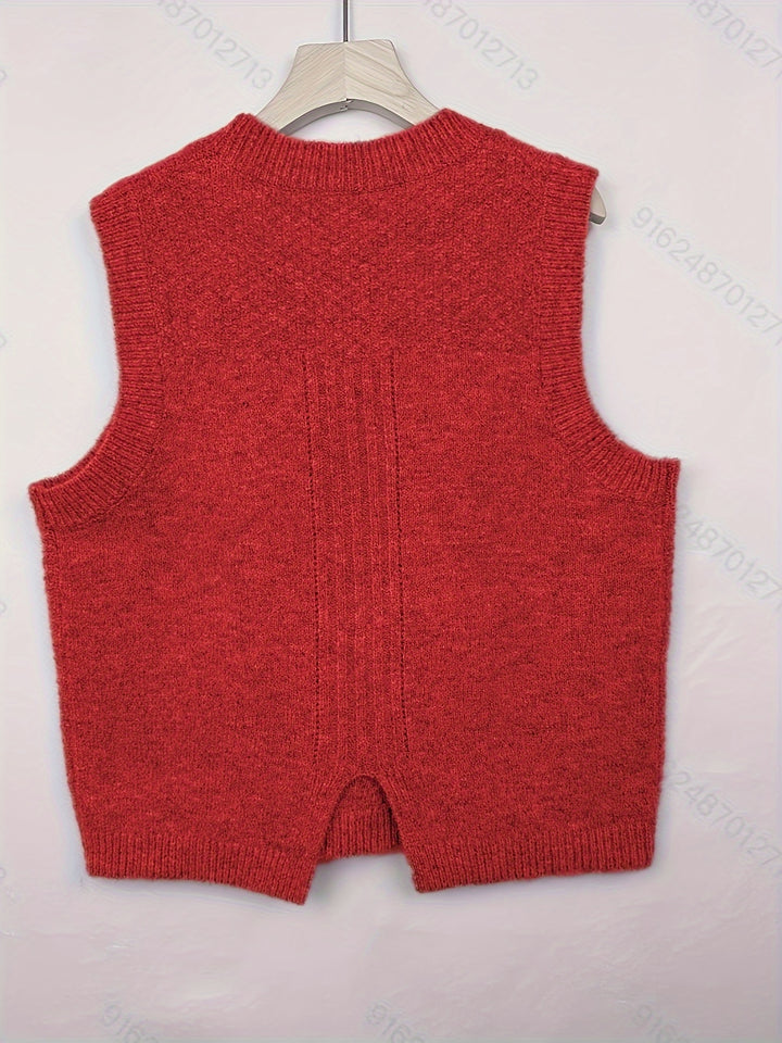 Hilde | Zopfgestrickter Pullunder mit Rundhals