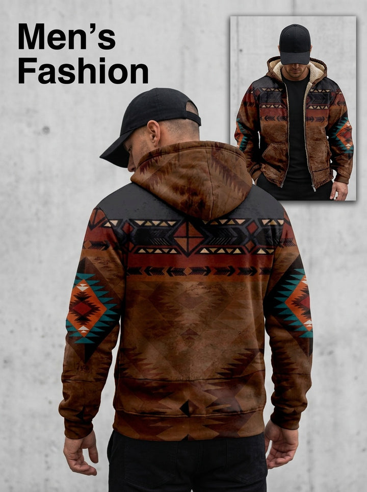 Olaf | Warm gefütterte Kapuzenjacke im Ethno-Stil