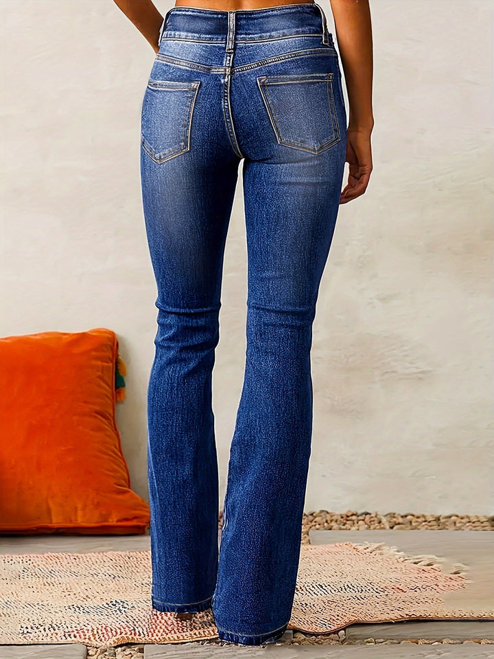 Karoline | Elegante High-Waist Jeans mit weitem Bein