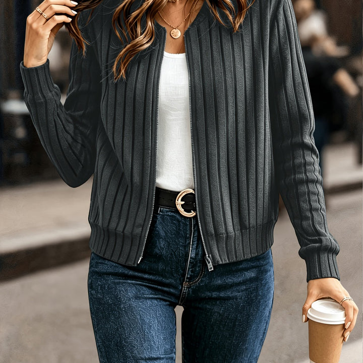 Christine | Gerippte Jacke mit Reißverschluss