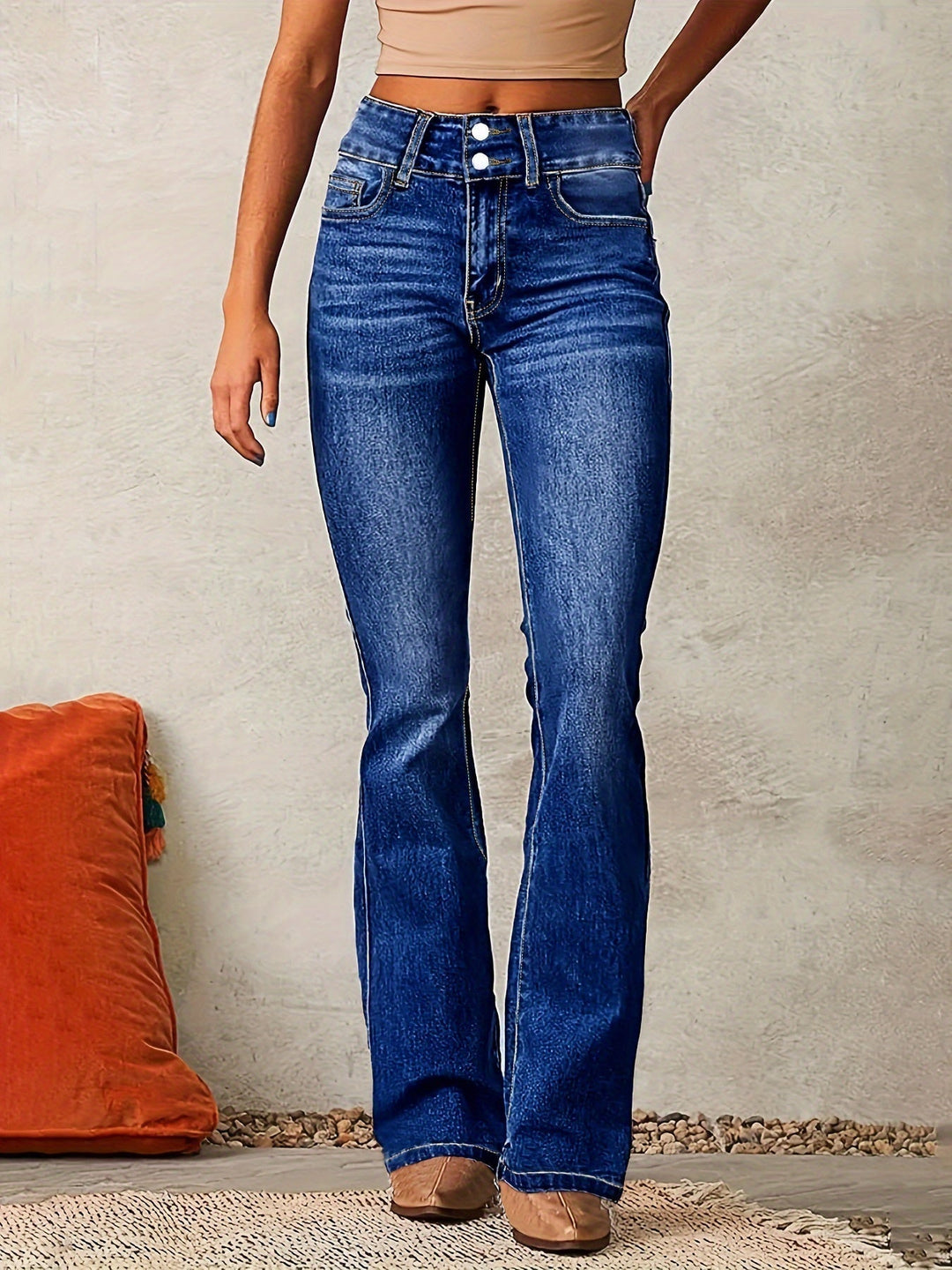 Karoline | Elegante High-Waist Jeans mit weitem Bein