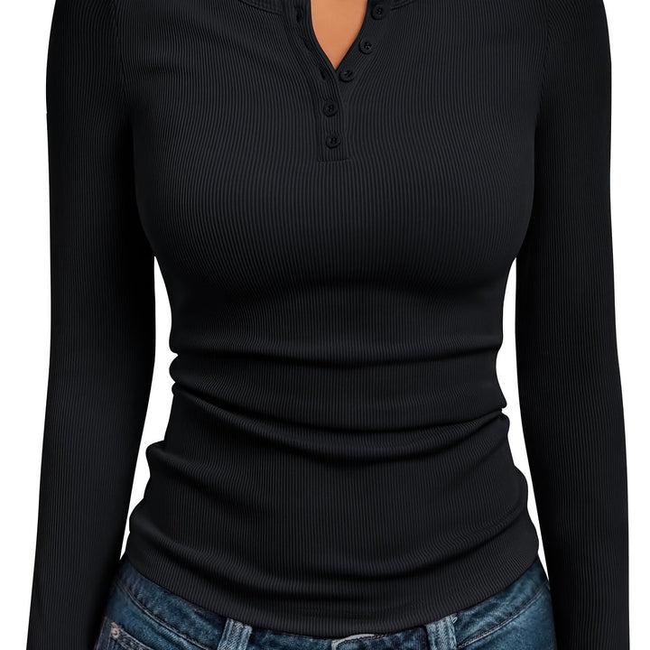 Rita | Figurbetontes Langarmshirt mit Knopfleiste