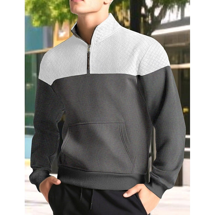 Theo | Zweifarbiges Sweatshirt mit Stehkragen