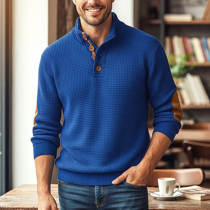 Marius | Eleganter Stehkragen-Pullover mit Knopfleiste