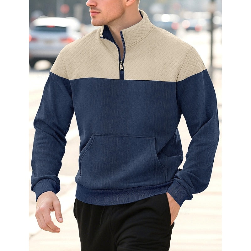 Theo | Zweifarbiges Sweatshirt mit Stehkragen